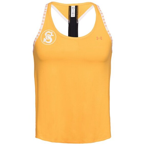 Orange women's UA Sokol emblem performance tank top